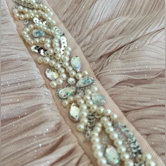 NWT🏷️Pale Dusty Rose Pink Empire Waist Tulle Beaded Maxi Party/Prom Dress, XS-S - Picture 8 of 16